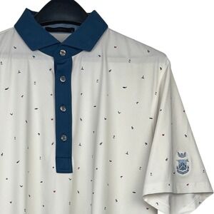 Greyson x Capital City Club Mens L Performance Golf Polo All Over Print White